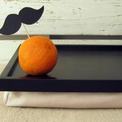Large Mustache and an Orange - Pillow tray- Custom Order