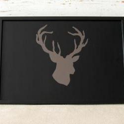 Lap Desk - Hand painted Deer head - Antler - on Desk - Custom Order