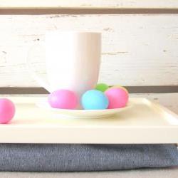 Denim Laptop Lap Desk or Breakfast serving Tray - Off White with Denim- Custom Order
