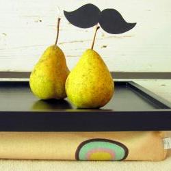  Laptop Lap Desk or Breakfast serving Tray - Black with creme Milticolor- Custom Order